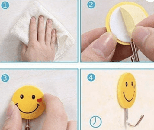 Wall Hanging Hook Smile- Emoji Face with Strong Sticker (9 Pieces) - Image 4